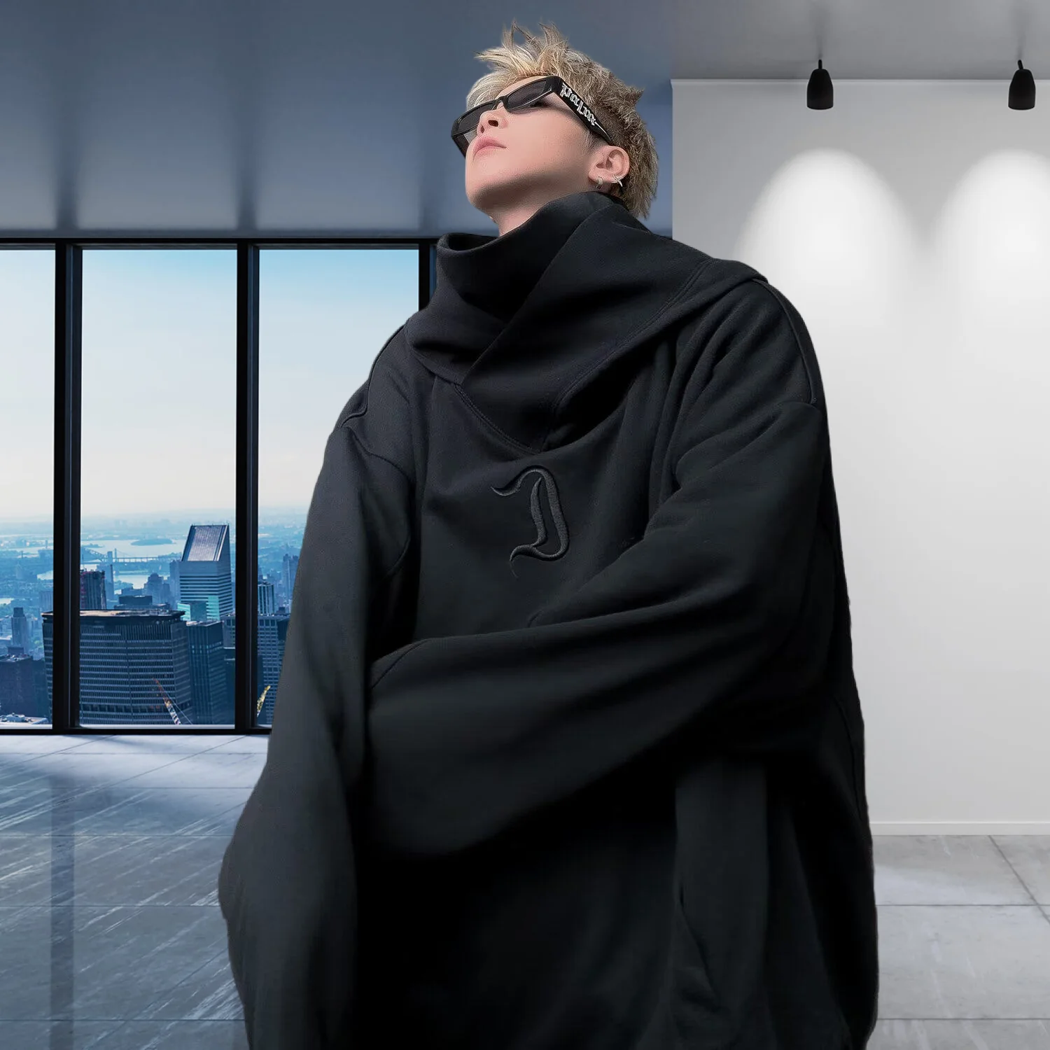 

Мужская толстовка GIOIO, утолщенная толстовка с высоким воротником ninja, осенне-зимняя модная повседневная куртка в стиле ретро