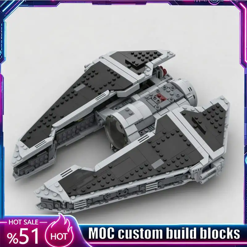 832PCS Sci-Fi Star Interceptor Starfighter MOC Custom Building Block DIY Educational Collection Birthday Christmas Festival Gift