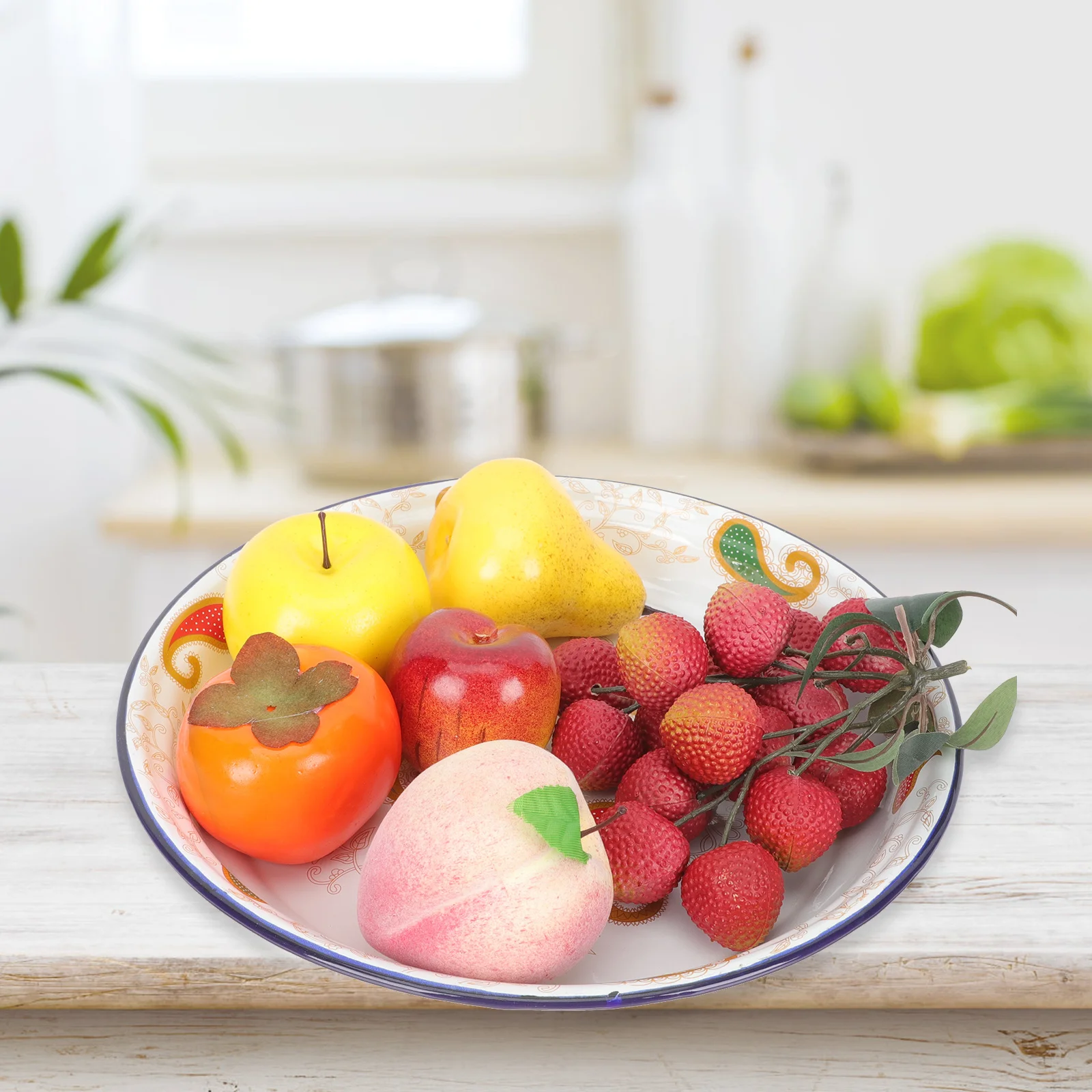 

Enamel Tray Retro Style Plate For Home Kitchen Serving Fruits Vegetables Storage Thicken Reusable Dish Household