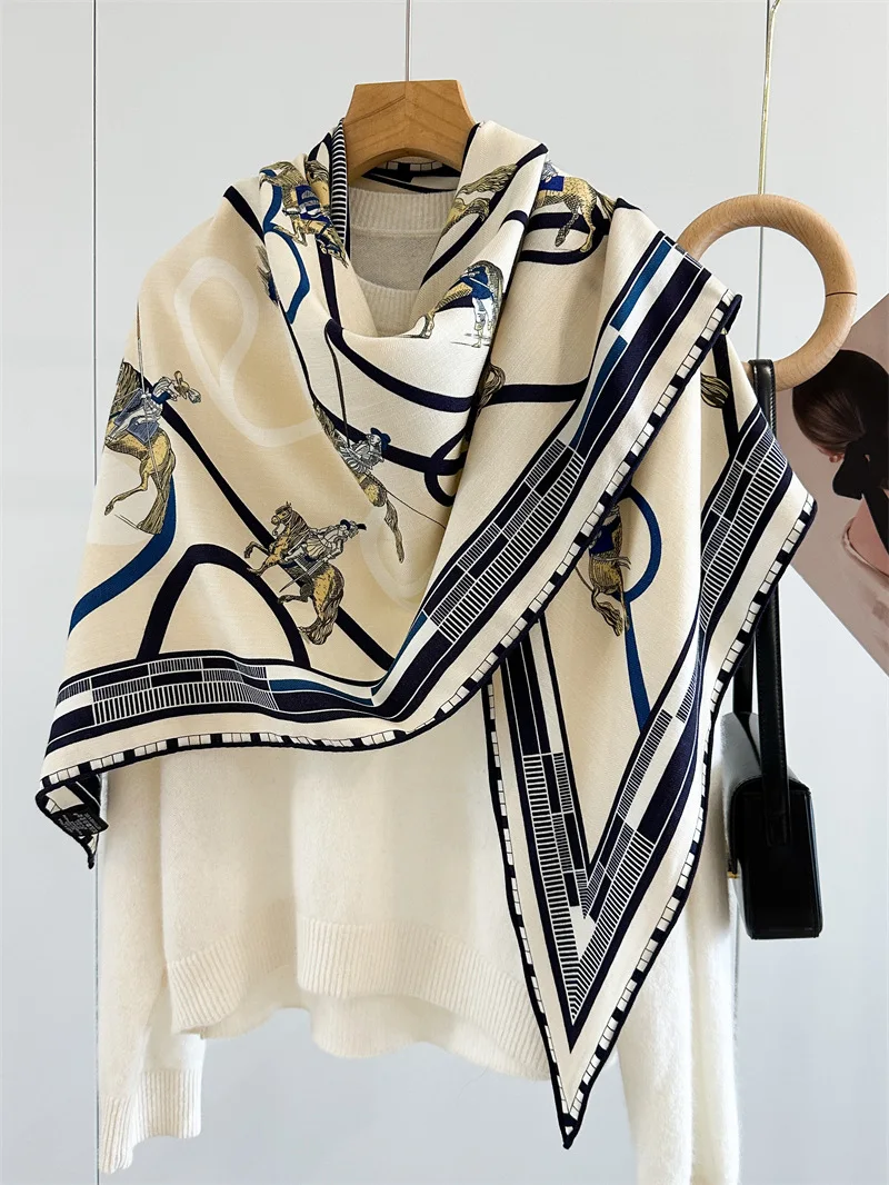 Wool Silk Scarf Women Soft Shawls Hand Rolled Edges Pashmina Head Wrap Stole Christmas Gift