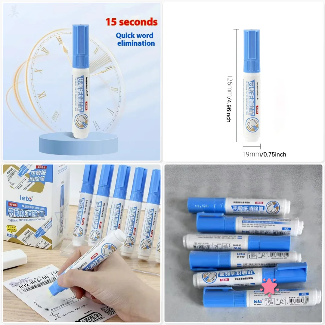 Durable Thermal Paper Eraser Pen Privacy Identity Data Erasing Tool Bank Receipt Statement Confidential Clean
