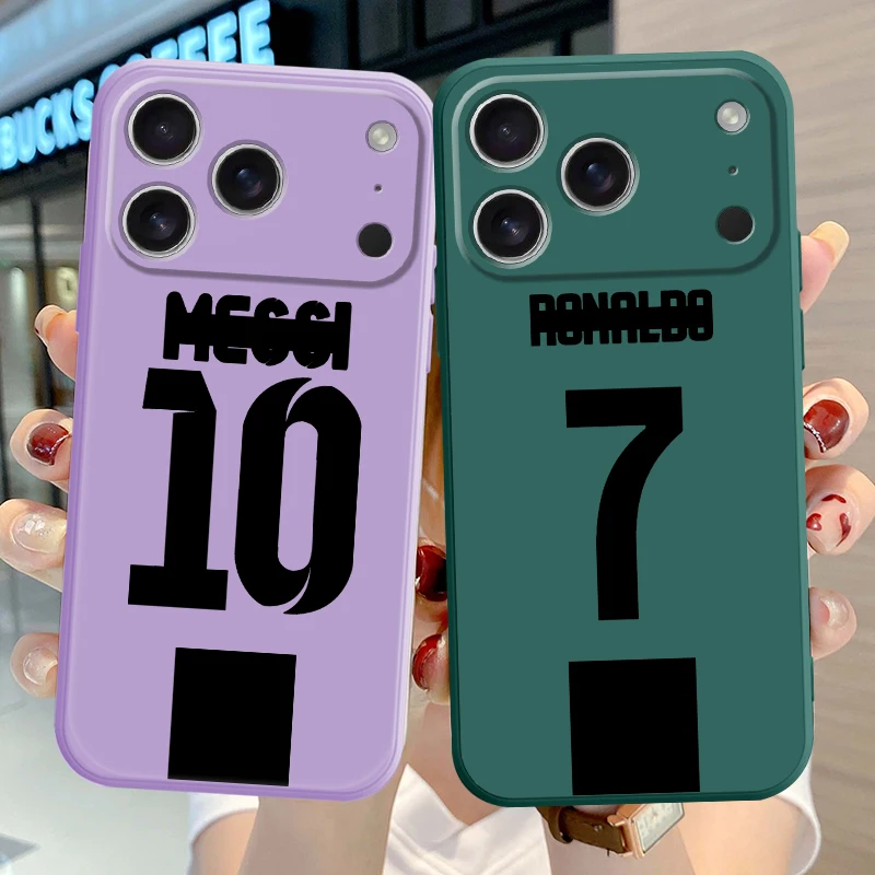 Soft Cover Telefoonhoesje voor Apple iPhone 17 Air 7 8 16 14 15 Plus 11 12 13 Pro Max 16e XR XS Voetbal Nummer 10 7