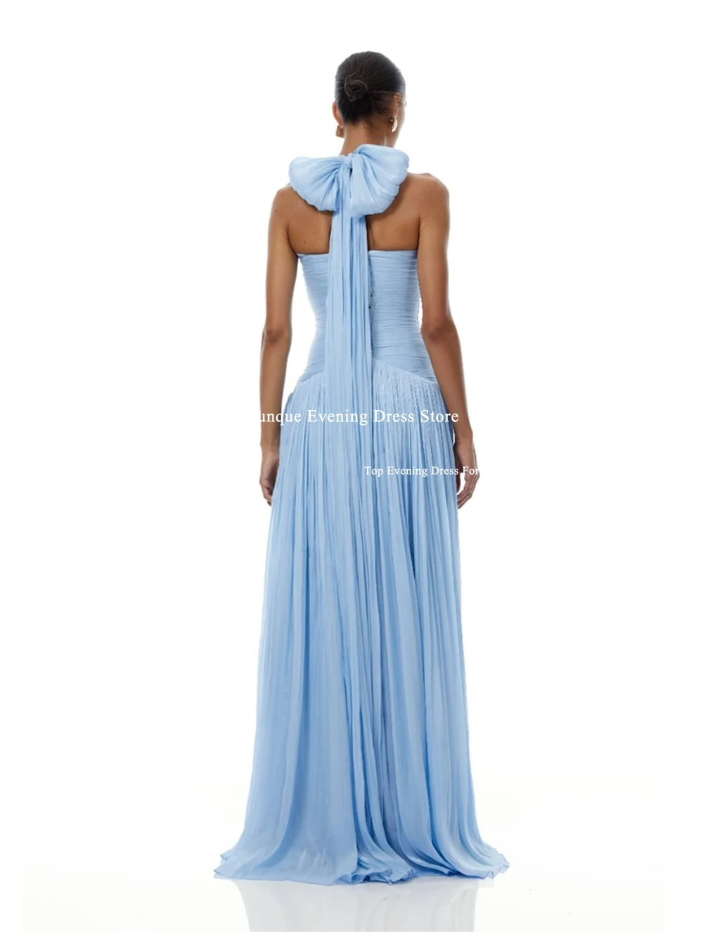 Qunque Elegant Chiffon Halter Prom Dresses Party Dresses Slit Pleated Vestidos De Fiesta Floor Length Evening Dresses Customized image 2