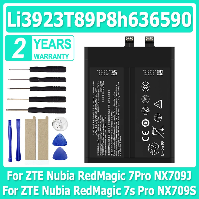 

Li3923T89P8h636590 New Battery For ZTE Nubia Red Magic 7Pro NX709J / RedMagic 7s Pro NX709S Mobile Phone 5000mAh + Free Tools