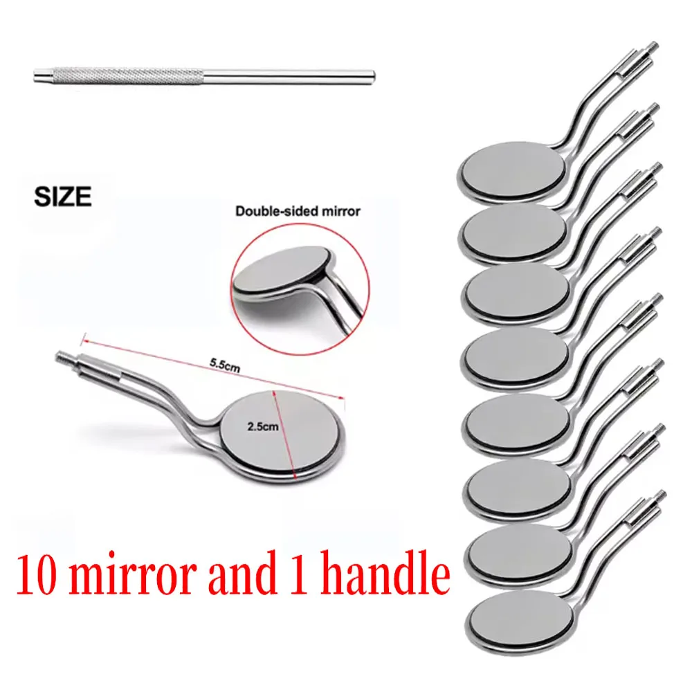 

Стоматологическое зеркало для рта из нержавеющей стали с родиевым покрытием и длинной ручкой для стоматолога, осмотра полости рта, клинического использования