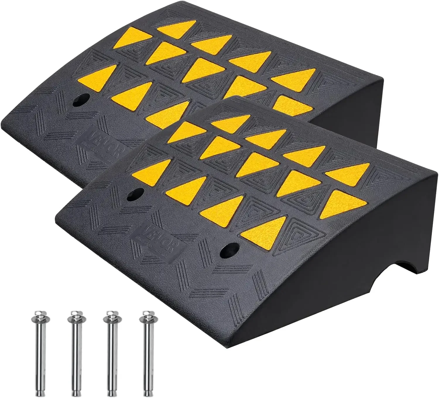 Rubber Curb Ramp, 6" Rise Height 2 Pack, Heavy-Duty 33069 lbs/15 T Capacity Threshold Ramps