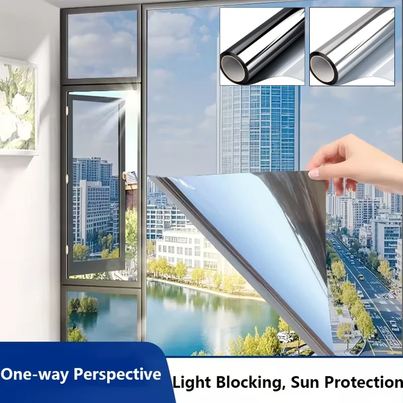 

Self-Adhesive Window Film- Features A One-Way View Providing Protection and Heat Insulation for Privacy in Home or Office Decor