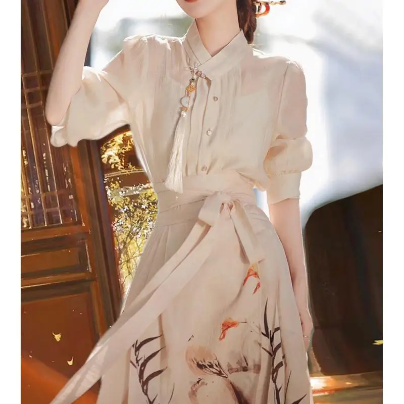 

Classic Set New Chinese Sle Women's Long Sve Tee-acetate Fiber Summer New Arrival Faion Set by FeiZhuXianen