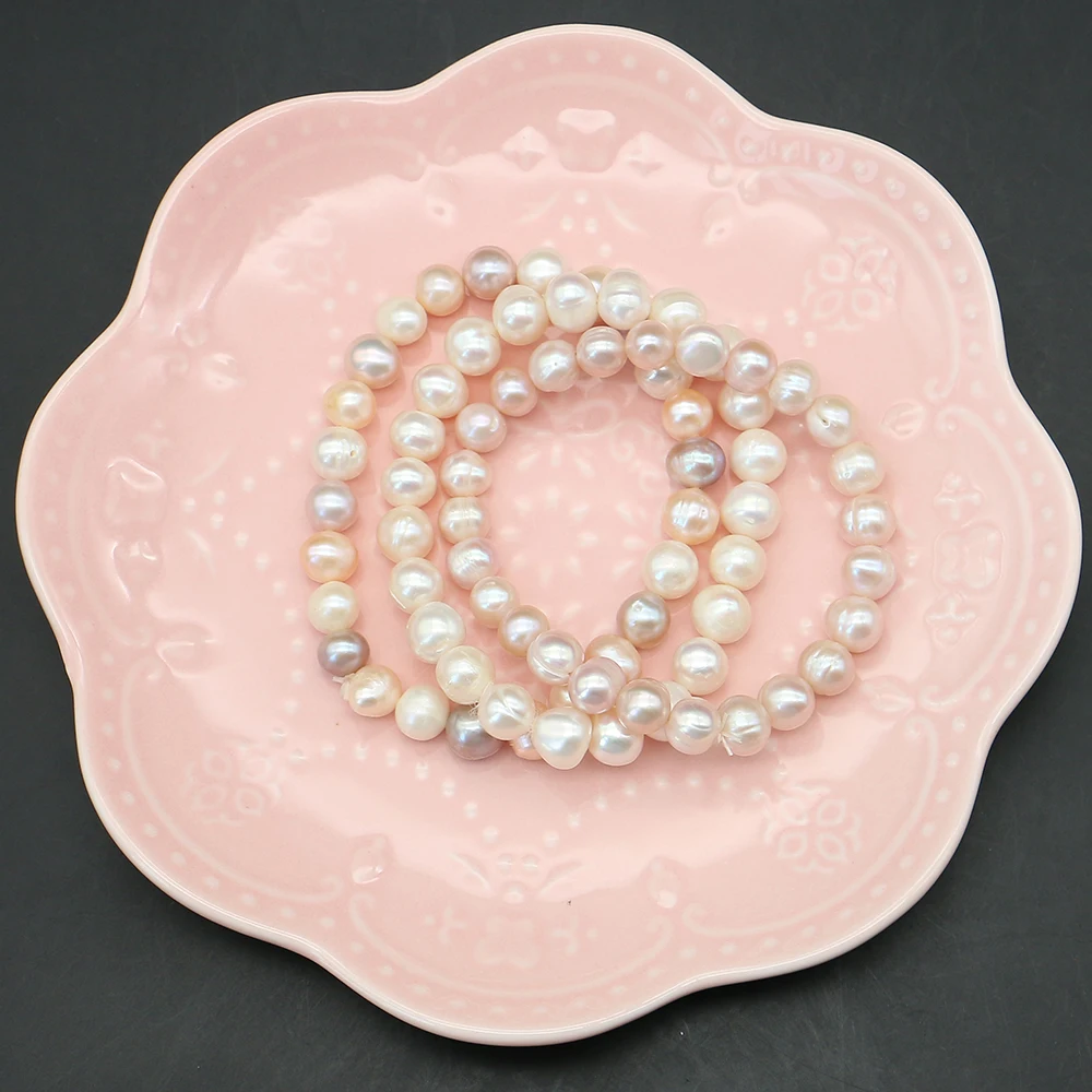 

Натуральные пресноводные жемчужины барокко с текстурой, круглые, с прямым отверстием, разноцветные, 8-9 мм, для браслетов, ювелирных изделий, аксессуаров, подарков, 1 нить