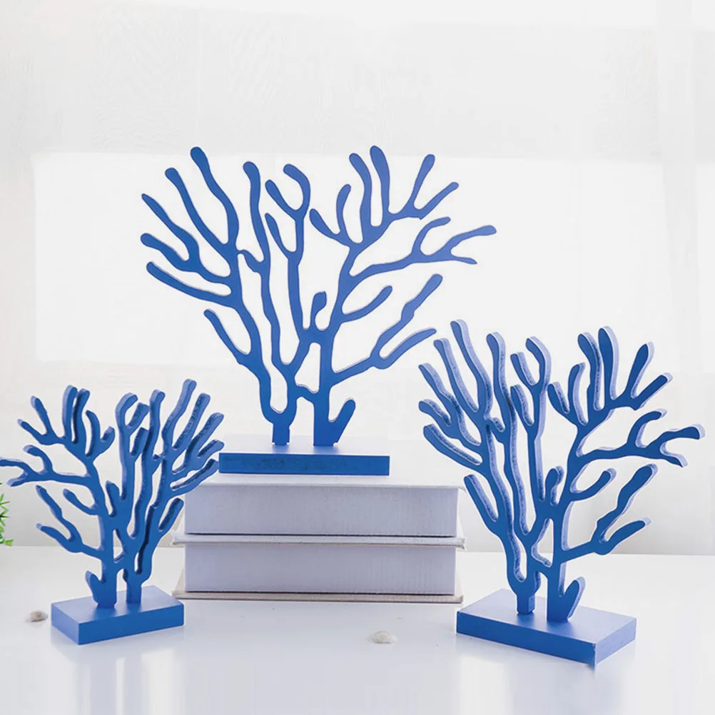 

1 Set Mediterranean Coral Desktop Ornament Wood Slice Decor For Party Home Supplies Tabletop Decors Household Decor Ocean Style