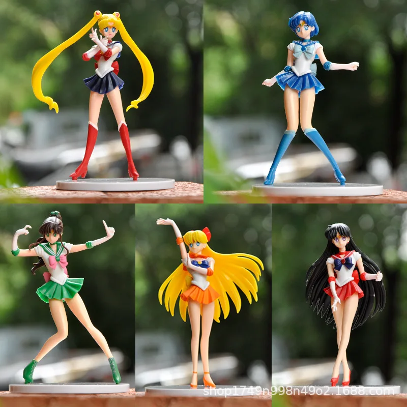 5Pcs Sailor Moon Anime Figure Mizuno Ami Tsukino Usagi Hino Rei Aino Minako Action Figurine Model Doll Desktop Ornaments