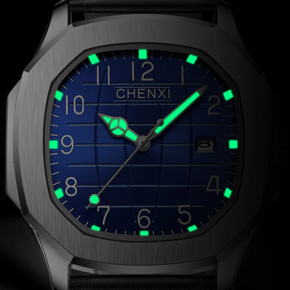 CHENXI Fashion Men Watch Top Brand Luxury Waterproof Sport Mens Watches Leather Luminous Automatic Date Military Wristwatch