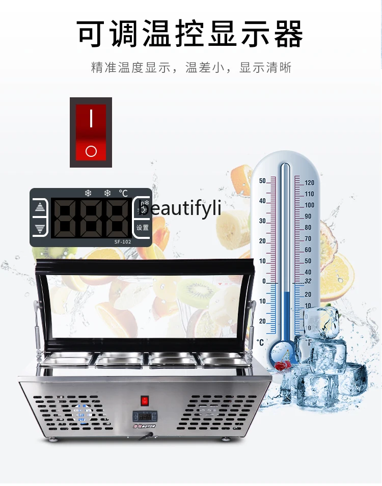 Direct Cooling Display Cabinet Commercial Fruit and Vegetable Salad Cold Dish Hotel Buffet Fruit Fishing Fresh Cabinet