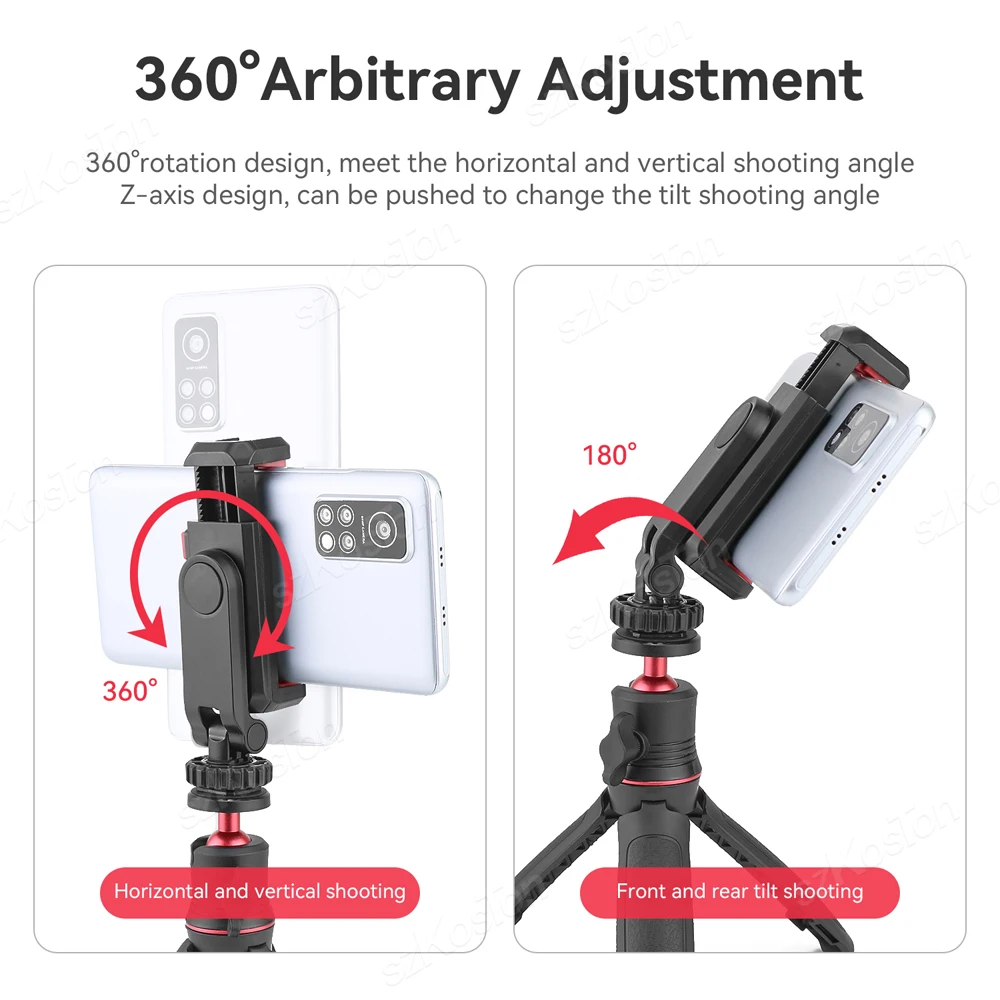 Phone Holder Mount Clamp Clip Horizontal and vertical Shooting for Smartphone Cold Shoe Mount Video Light Mic Smartphone