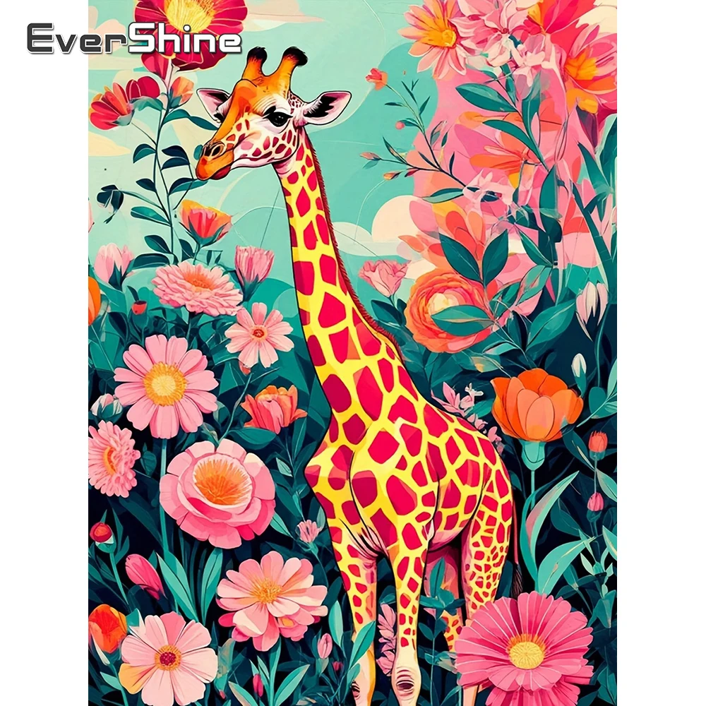 Evershine 5D Diamant-Mosaik Cartoon-Kunst Vollflächiges Stickbild Giraffe Strass Diamantmalerei Gänseblümchen Wanddekoration