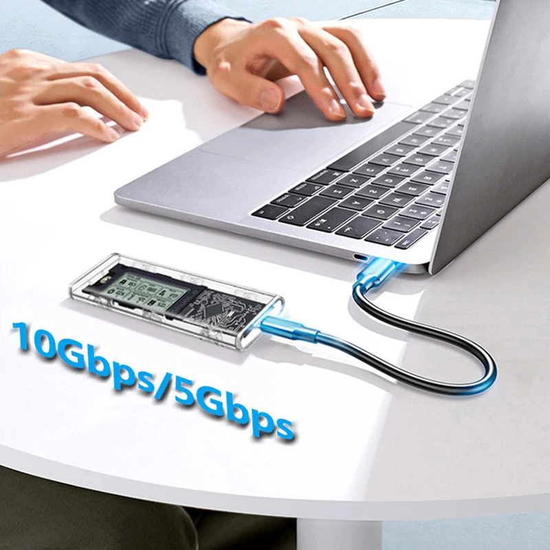 10Gbps M.2 NVME/NGFF Type-C SSD Adapter With LED Intelligent Digital Health Detection USB Dual Protocol Solid State Drive Case