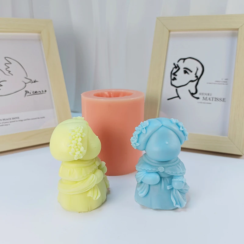 Charming Mona Lisa Human Statue Candle Silicone Mold Grandparents Wax Mould Gifts to Family Members Desktop Decoration