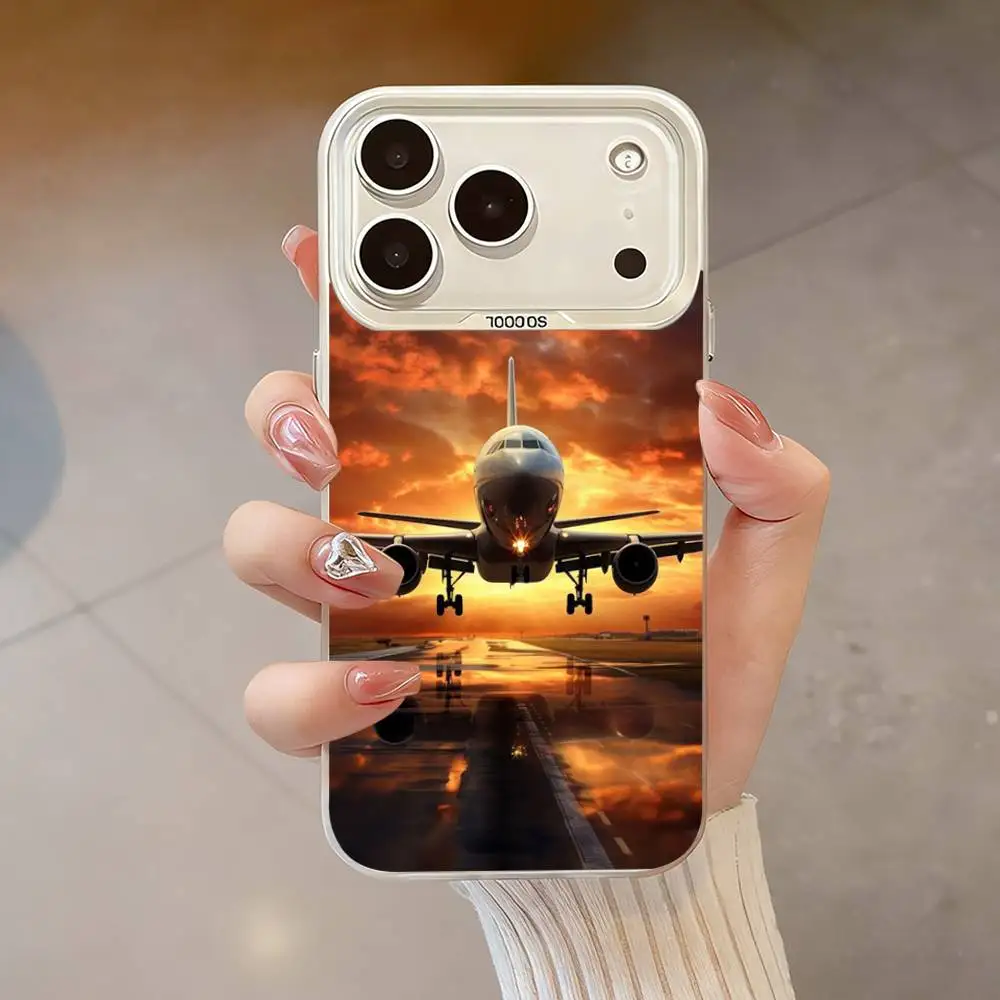 حافظة هاتف على شكل طائرة فنية للطيران لهواتف iPhone 17,16,13,12,X,11,15,14,Pro,Max,Plus,SE4,Air, Mini White IMD HD Matte