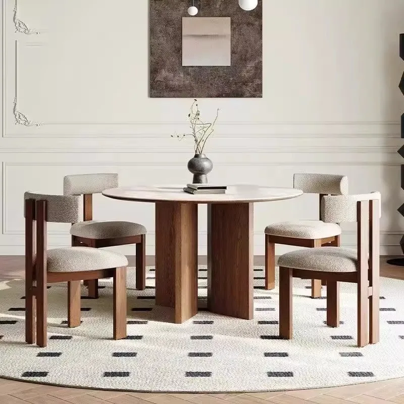

Nordic Luxury Sedentary Solid Wood Dressing Coffee Dining Table Rock Household Round Modern Simple Apartment Balcony Furniture