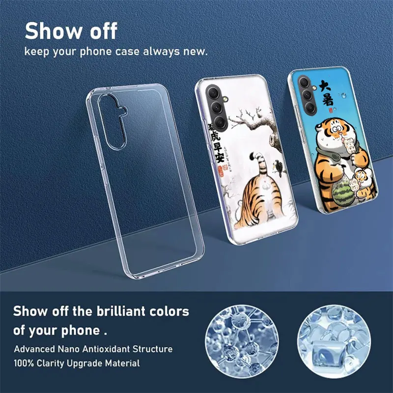 Cartoon Fat Tiger Cover Phone For Samsung Galaxy A70 A50 A40 A30 A20E A10 A71 A51 A41 A31 A21S A11 A9 A8 A6 Plus A7 A80 A90 TPU