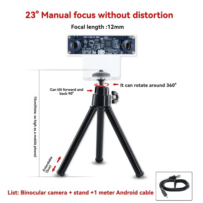

23 Degree Dual Camera Module OV9732 1MP 12Mm Dual Camera Module Manual Focus With Shell+Tripod For Winxp/7/8/10 Linux/Android