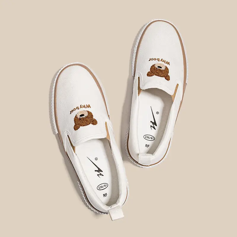 Slip On Loafers Canvas Kawaii Cute Female Footwear Stylish Promotion Low Price Spring Original New In Autumn Women\'s Shoes