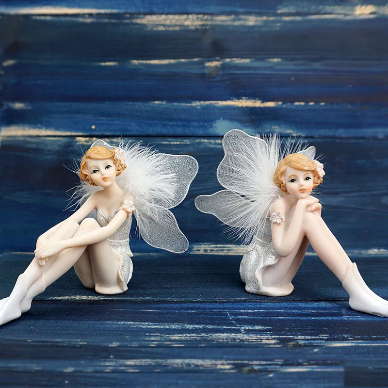 

European Cute Elf Girls Resin Angel Figurines Office Desk Fairy Statue KTV Bar Ornaments Decor Home Furnishing Decoration Crafts