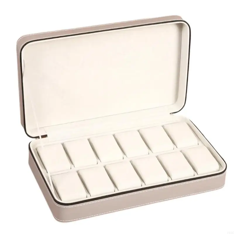 195C Rectangular PU Leather Jewelry Storage Box with Soft Cream Interior