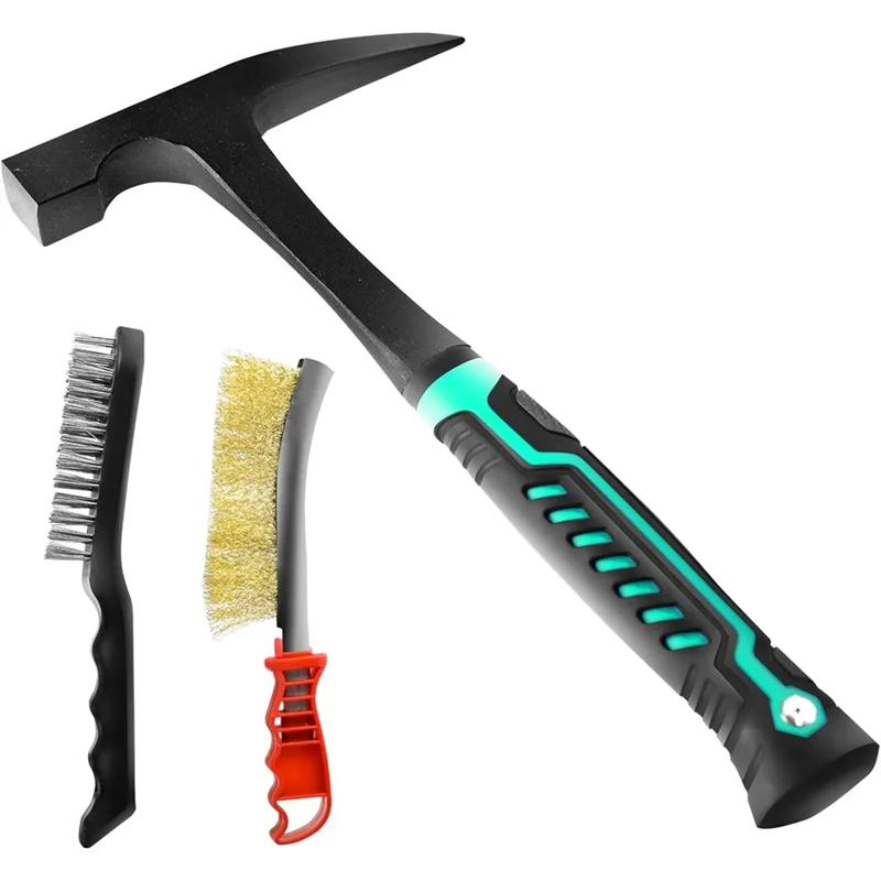 

ABJI-Welding Chipping Hammer 22 Oz, 2Pcs Steel Wire Brush Included For Welders Metal Cleaning Workshop& DIY Projects