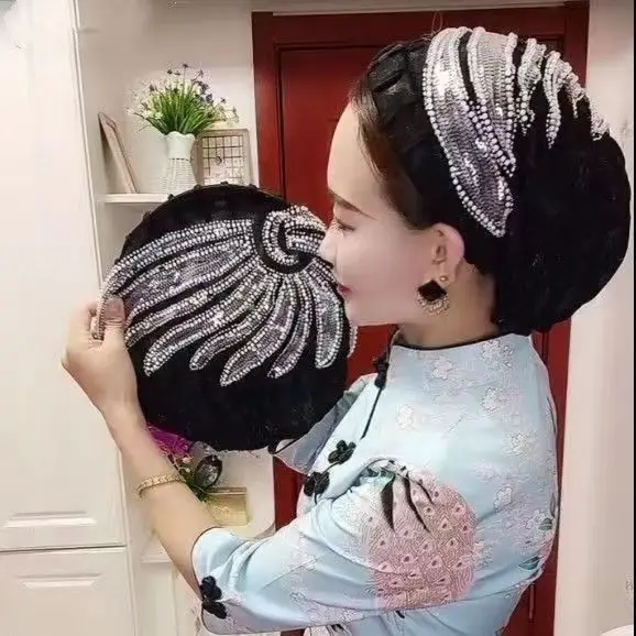 สุภาพสตรี Anti-โบราณ Phoenix Tail กระเป๋าหมวกฤดูร้อนบาง Phoenix Tail Headband หมวกหญิง Heavy Industry อินเทอร์เน็ตหัวผ้าเช็ดตัว