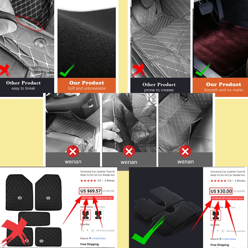 Car Floor Mats Fit For VW Volkswagen Golf 5 A5 Plus GTI GT R32 1K Mk5 5 Doors 2004~2008 Rug Panel Carpet Foot Pads Accessories