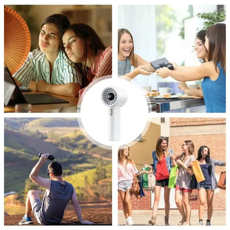 Portátil Handheld Cooling Desk Fan, Fãs de bolso com display LED, Ventilador de viagem pessoal, Velocidade ajustável, Poderoso