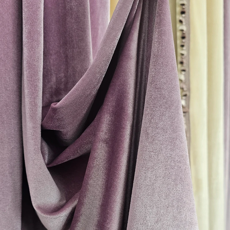 Premium Purple Cream Velvet Patchwork Curtains for Living Room Bedroom Villa Floor Window Finished Product