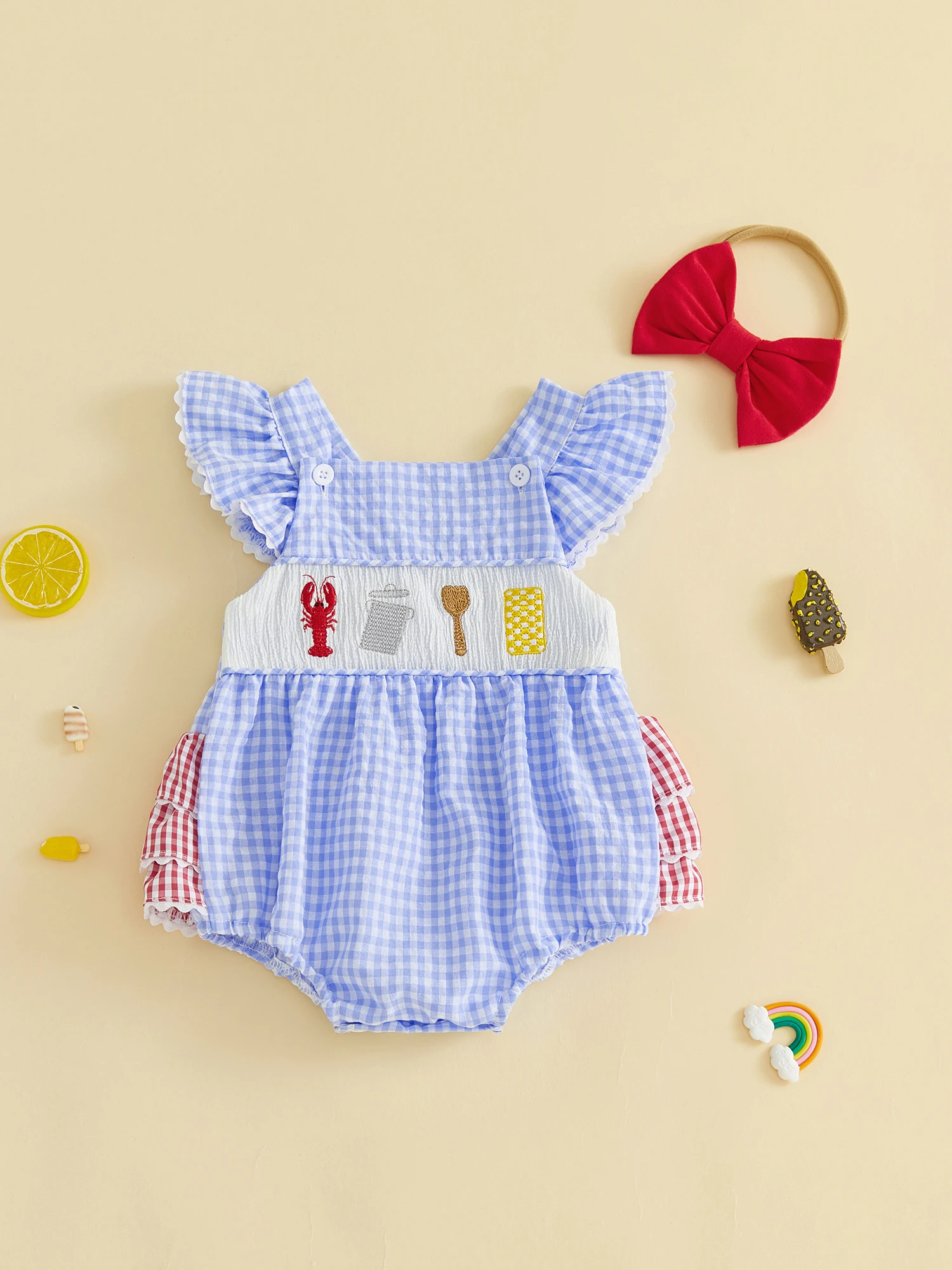 

Комбинезон с рюшами на рукавах для маленьких девочек, комбинезон с цветочным принтом и бантом, очаровательный летний комбинезон, пляжный комбинезон для детей