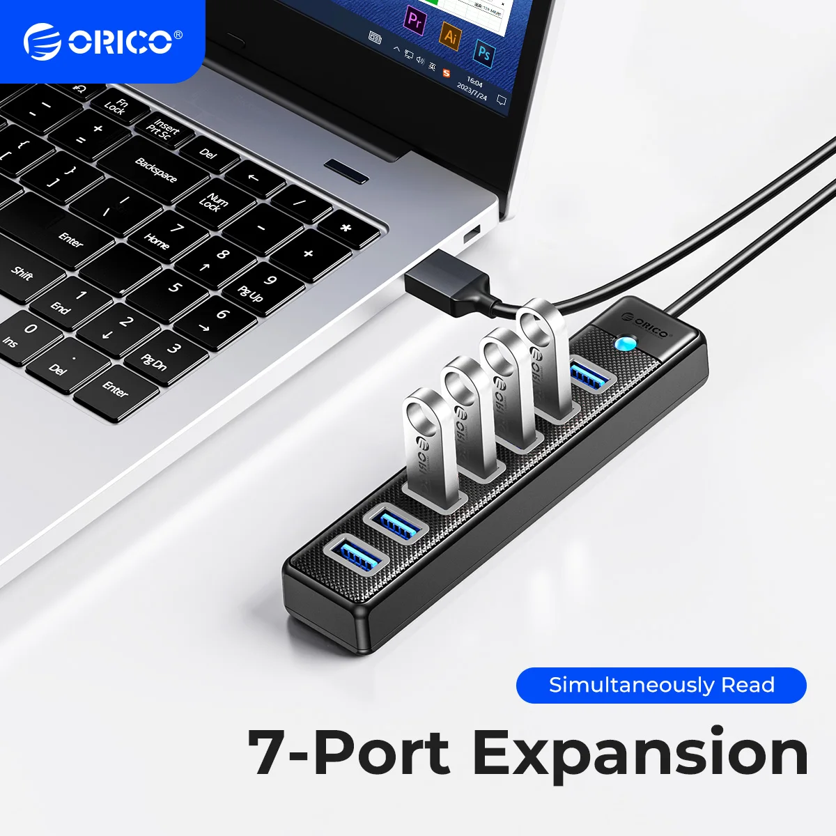 ORICO USB 3.0 huby 7ports splitter high-speed Erőátvitel típusa C huby Notebook Terjeszkedés Számítógépes Számítógépes accessor