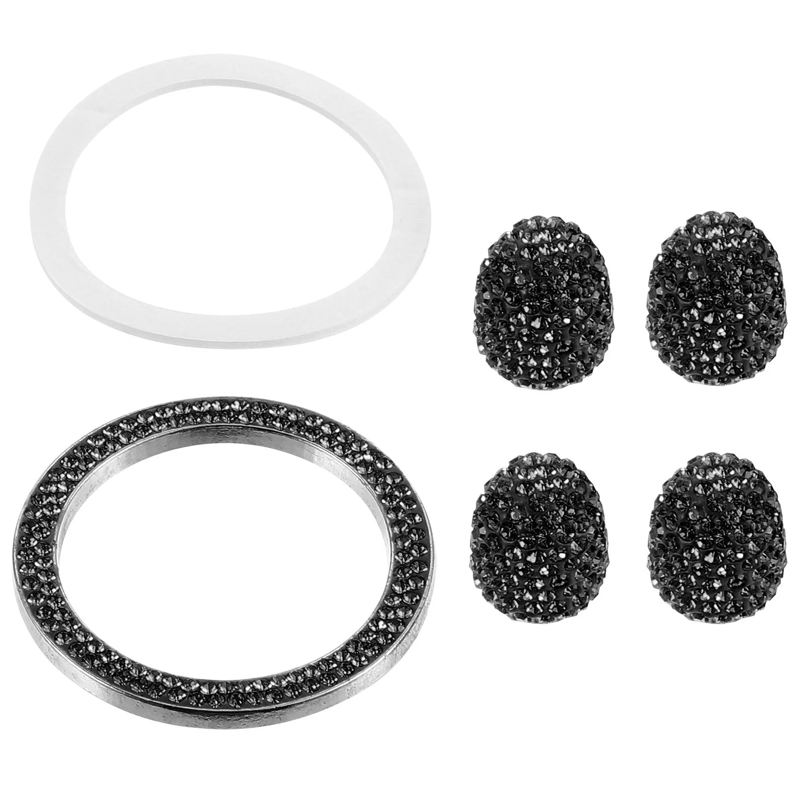 1 مجموعة سيارة الجذعية قبعات العالمي حجر الراين الإطارات الغبار قبعات تألق كاتب مفتاح غطاء فاخر السيارات بدء زر الديكور #5