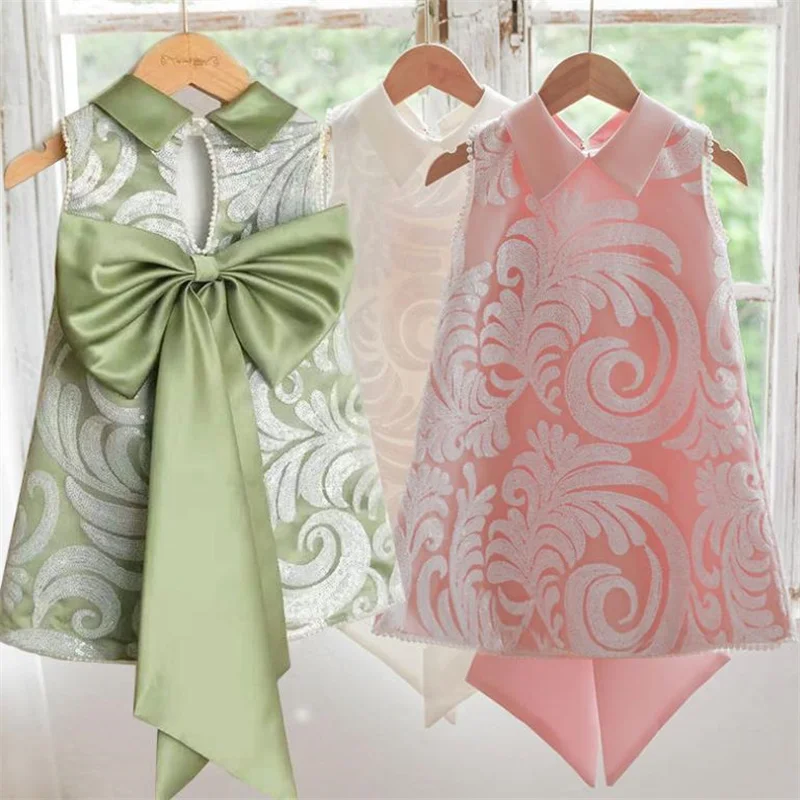 

Girls lace dress dress big bow girl birthday holiday dress a line baby girl dress
