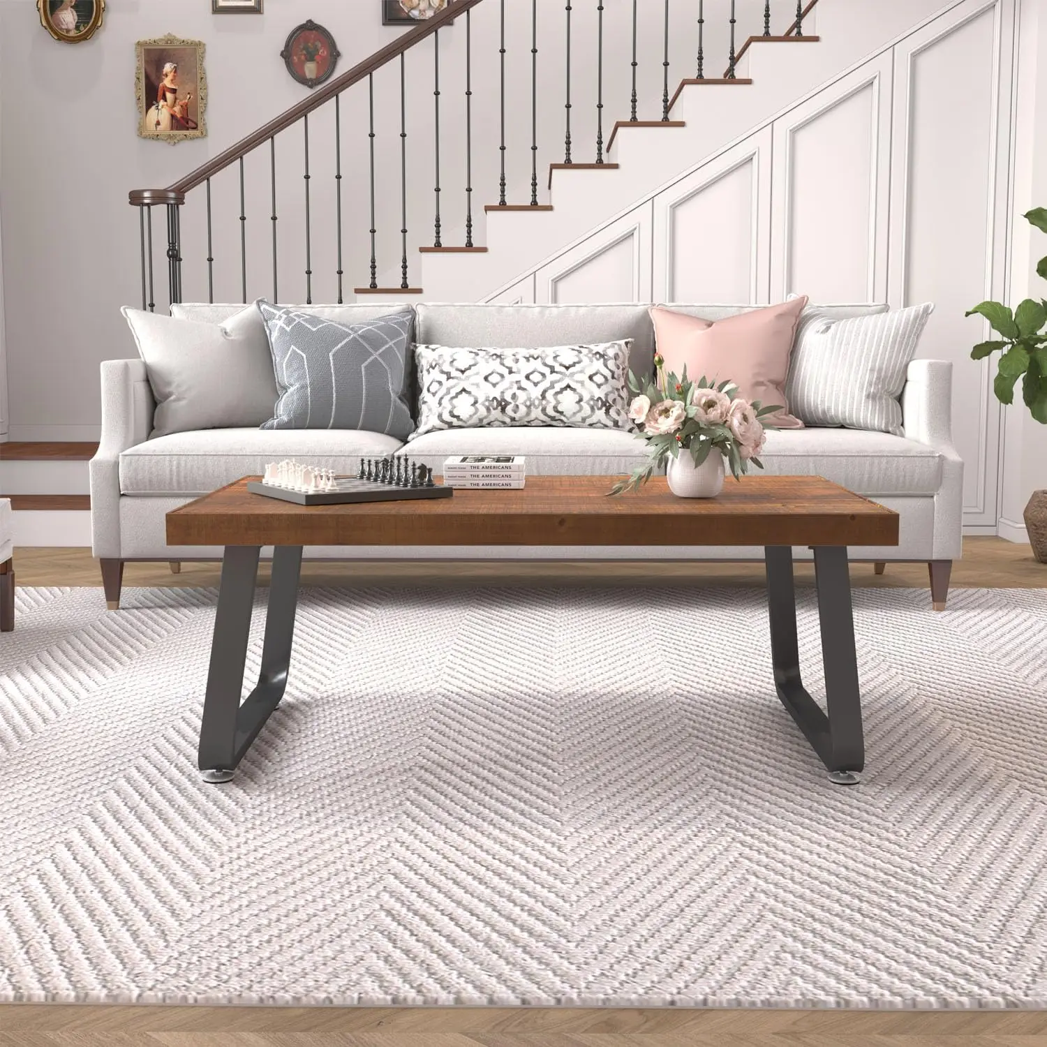 Stolik kawowy w stylu rustykalnym, industrialny stolik do herbaty z litego drewna, stolik kawowy w stylu farmhouse z prawdziwego drewna, nowoczesny minimalistyczny prostokątny