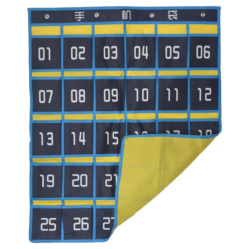 30 Numbered Pockets Chart Cell Phone Hanging Organizer Hanging Storage Bag For Classroom Calculator Mobile Phone Holders