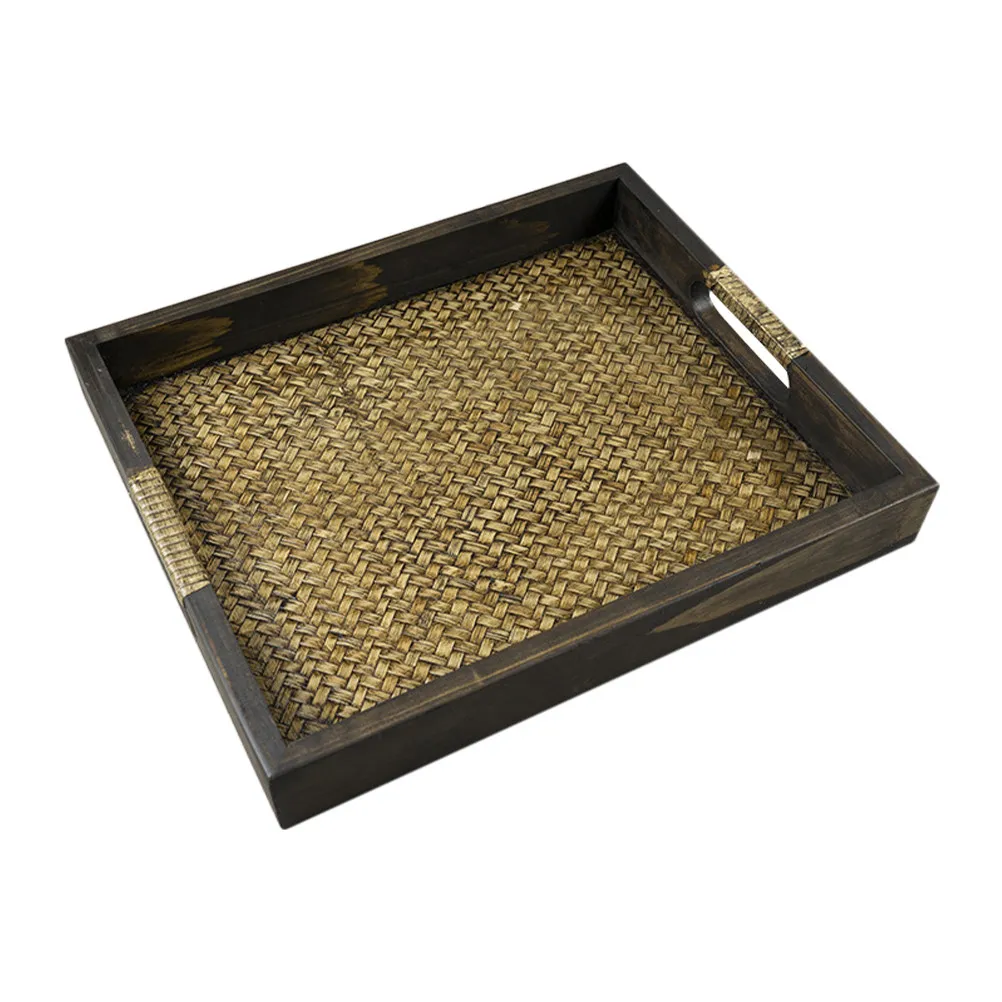 

Wooden Tea Serving Tray Rectangular Natural Texture Non-Slip Elegant Decorative Serving Tray for Tea Parties Snacks Fruit