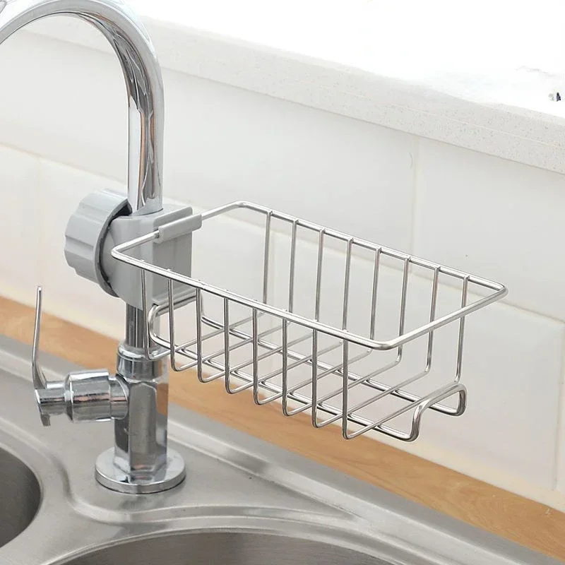 Stainless Steel Sponge Sink Organizer Rack Kitchen Accessories Drain Rack Storage Faucet Soap Holder Shelf Organizers