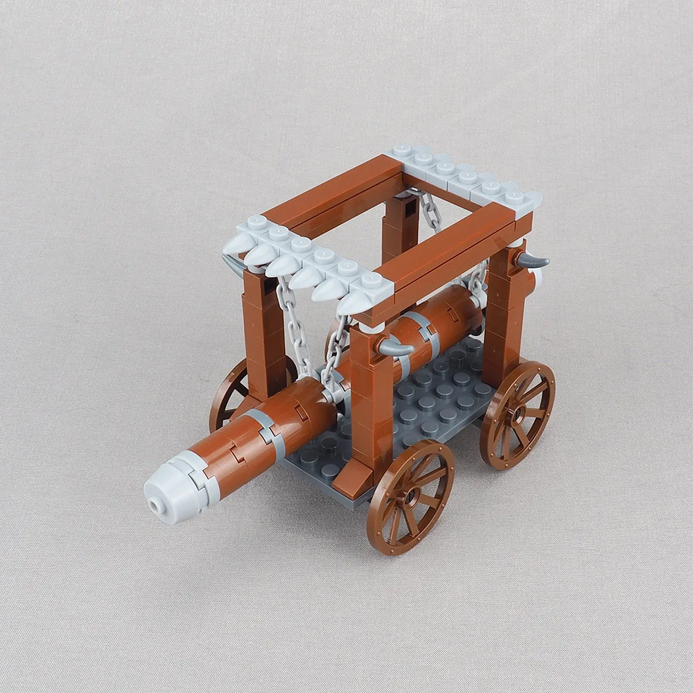 MOC-solddado romano de guerras antiguas, carrito de madera con puerta rota, Kit de bloques de construcción de vehículos, Castillo, ataque, coche, juguetes Idea de ladrillo, regalo, 1 Uds.