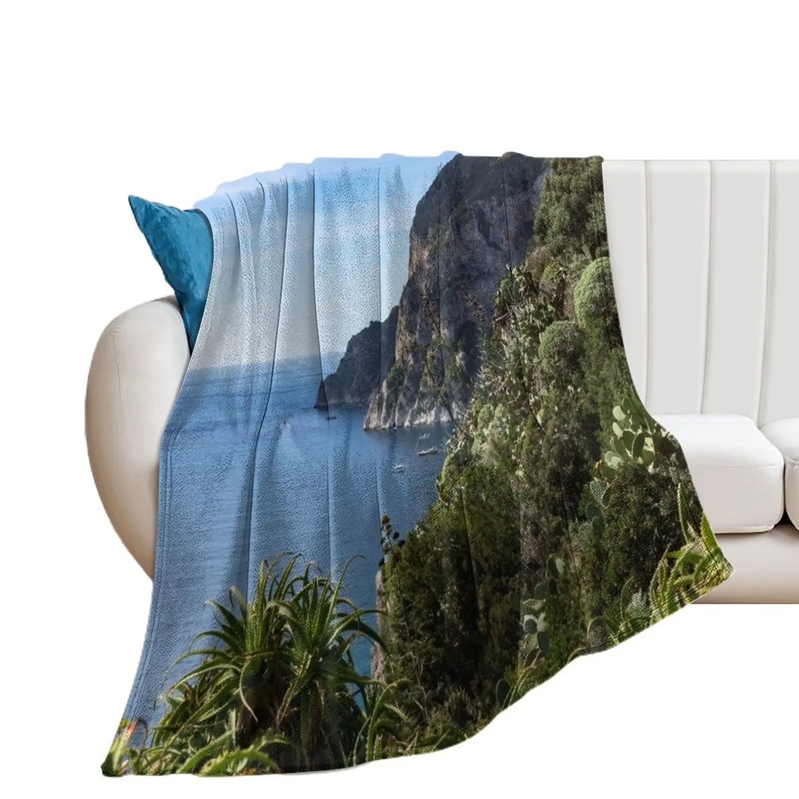 Hot Seaside Afternoon - Mediterranean Magic of Capri Throw Blanket Cute Plush anime Blankets