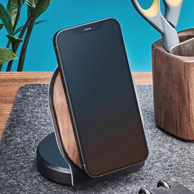 Wooden Phone Holder Magnetic Wireless Charging Bracket Portable Mobile Phone Magnetic Charging Storage Racks Home Decorations