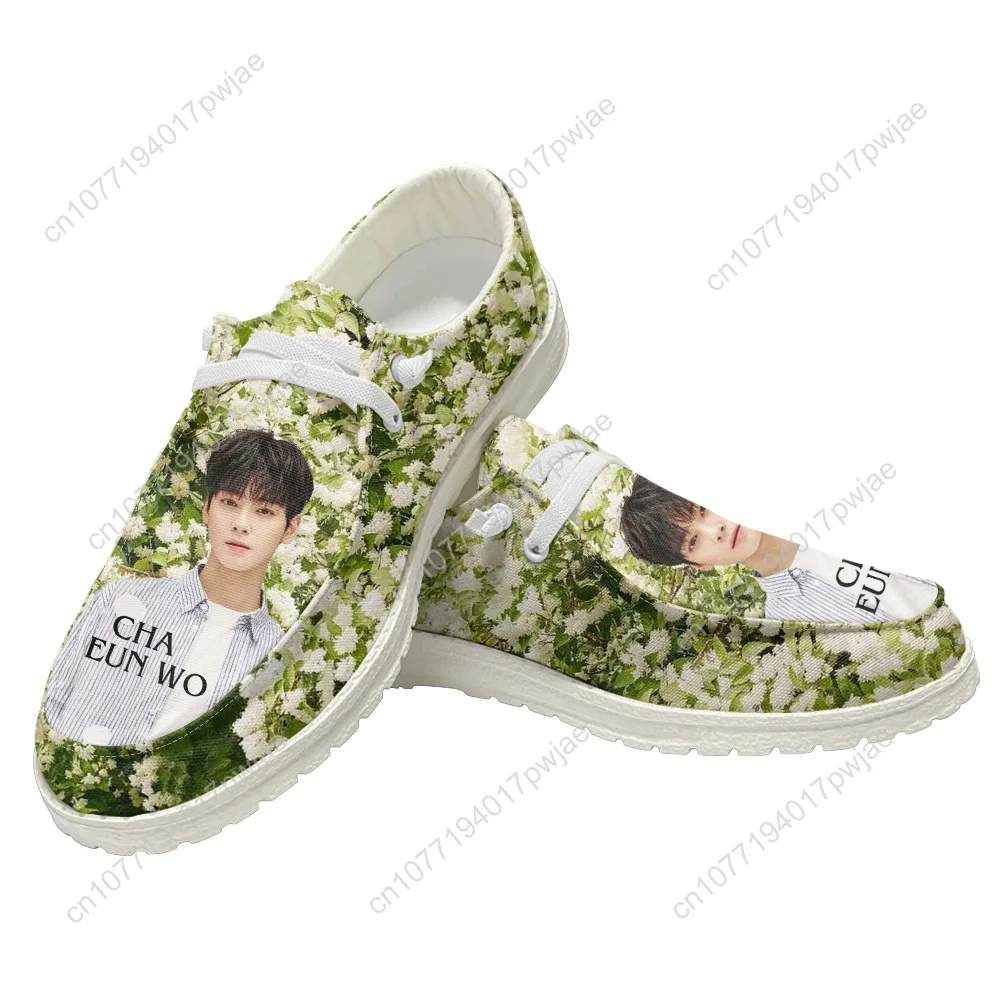 KPOP Cha EunWoo Casual Shoes Mens Womans Flat Shoe Breathable Outdoor Lightweight Footwear Couple Custom Made Shoe