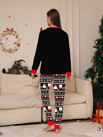 Julpyjamasset för par - Långärmad svart tomtehatt 10 best sales svart jultomteklänning - №4