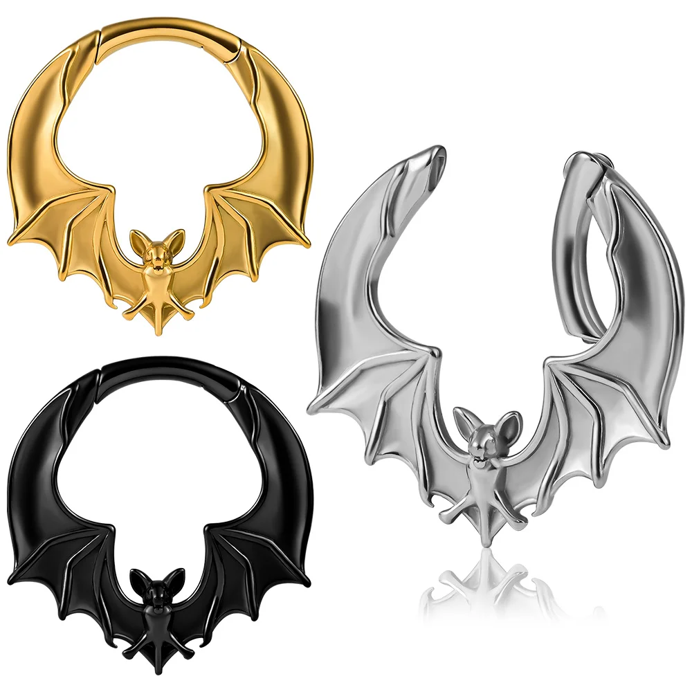 Vanku 2pc Unique Fashion Stainless Steel Animal Bat Ear Weight Stretchers Body Jewelry Earring Piercing Expanders Gauges