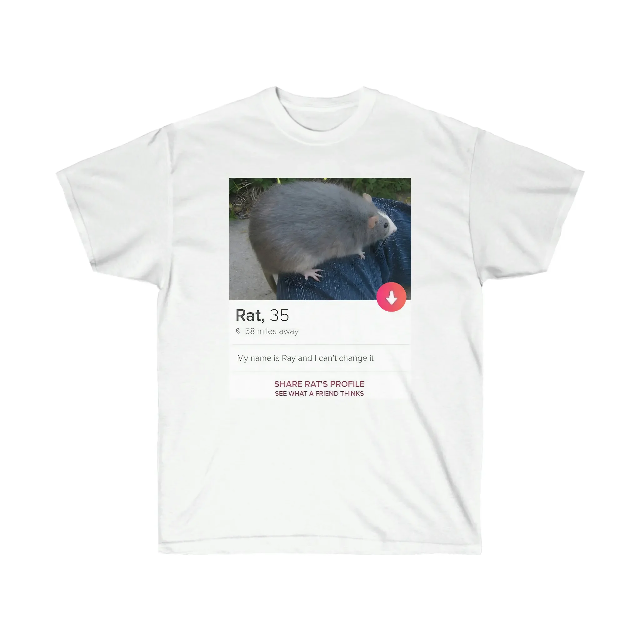 Tinder Rat Quote Screenshot Meme Funny Dating App Typo Joke T-shirt