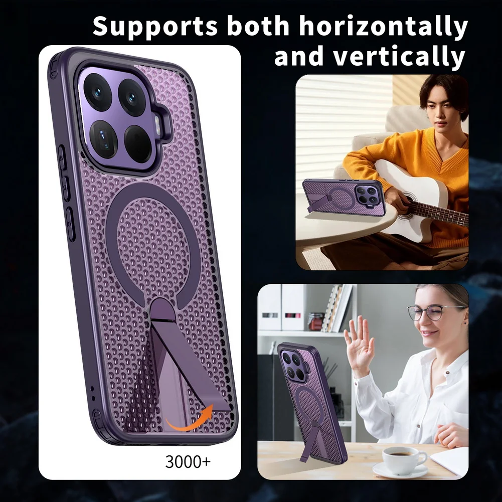 Honeycomb Cooling Stand Holder Magnetic phone Case for Xiaomi 17T Pro Mi 17 Pro Max 15T Pro Mi 14t Armor Full Protective Cover view 4