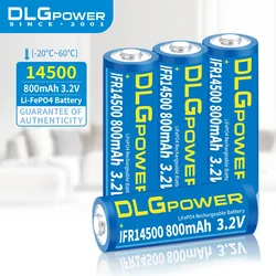 DLGPOWER AA 14500 LiFePO4 Battery 3.2V 800mAh rechargeable battery 2000 discharge cycle flashlight Wireless mouse keyboard toy